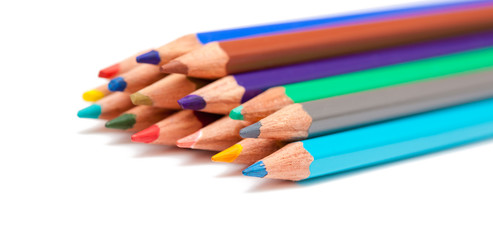 Colored pencils isolated on white