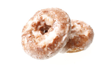 Glazed donuts on a white background