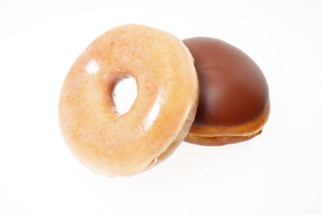 Glazed donuts on a white background