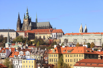 Naklejka na ściany i meble View on the autumn Prague gothic Castle
