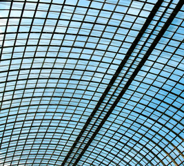 Blue abstract ceiling in office