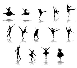 Silhouettes of ballerinas