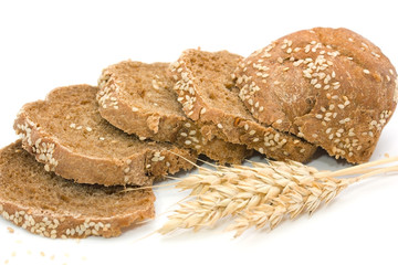 Bread and ears isolated on white background