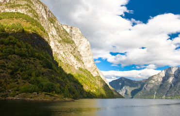Norwegian fjords and blue sky
