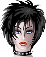 Viso Ragazza Moda Gotica-Gothic Fashion Girl's Face-Vector