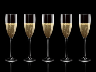 Reflected champagne flutes