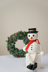 雪だるまとクリスマスリース