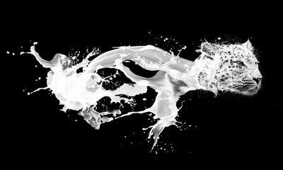 Abstract image of milk splashing drops in leopards form