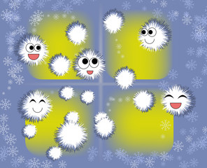 Happy snow at the window
