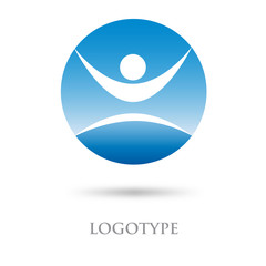 Logo man flying in the sky