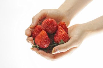 Obraz premium 手と苺