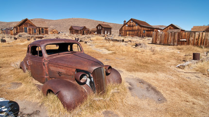 old ghost gold mining town in the wild west of america