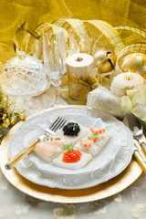 mix canape on christmas table-tartine miste tavola natalizia