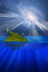 High Resolution 3D Floating Tropical Island