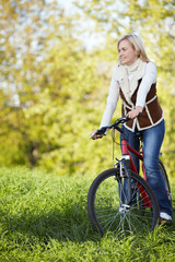 Beautiful girl on a bike