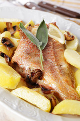 Baked red grouper with vegetables