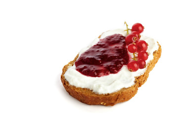 Bread with curd and marmelade / jam