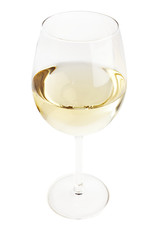 White wine filled glass