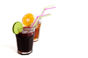 Fruit juices with straws