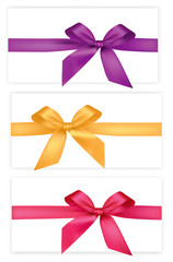 Collection of colored bows with ribbons. Vector.