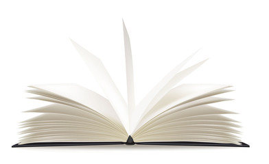 White opened book with blank pages. Vector.