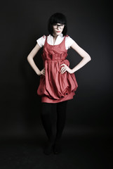 portrait of the young girl looking  eccentric