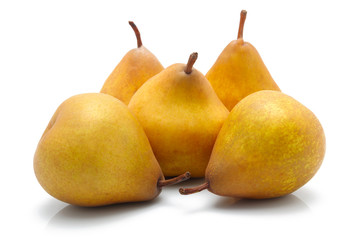Yellow ripe pears isolated on white