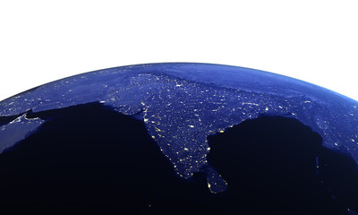 India from space on white