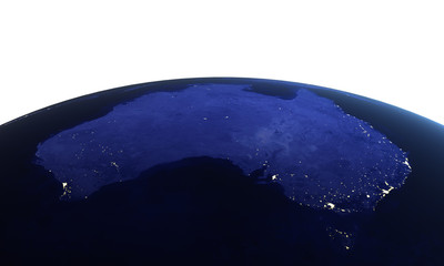 Australia from space on white