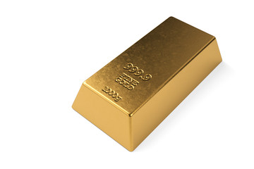 Gold bullion isolated on a white background