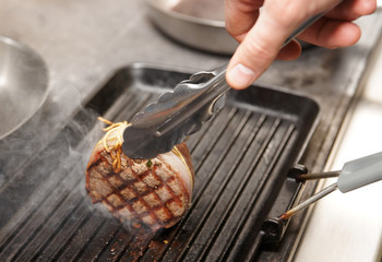 Tenderloin steak on grill