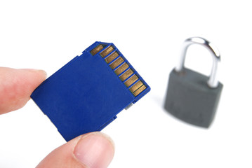 SD card and padlock