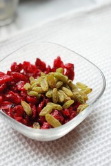 ドライクランベリーと干しブドウ