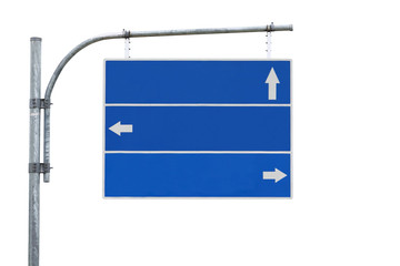 Blank road sign,three arrow isolated - 27814508