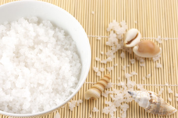 Bath salt and seashells