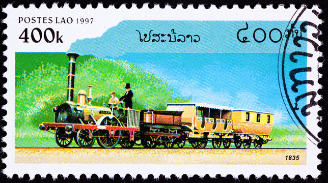 Laos Train Postage Stamp Railroad Steam Engine Locomotive