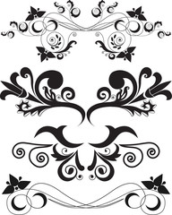 set of swirling flourishes decorative floral elements