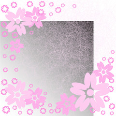 Fototapeta premium pink flowers on gradient background with scratches