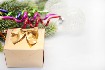 Christmas Decoration gold red green Background white