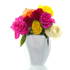 colorful roses in a vase