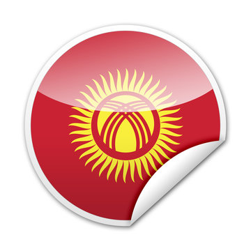 Pegatina bandera Kirguistan con reborde