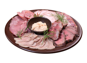 Beautiful sliced food arrangement.isolated