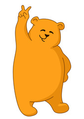Teddy bear showing victory