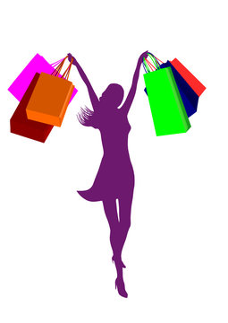 girl and shopping bags,illustrator image