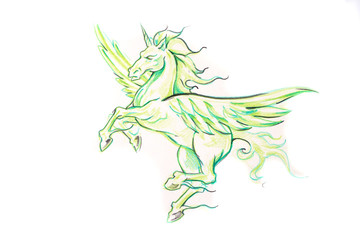 Obraz premium Tattoo art, sketch of an unicorn