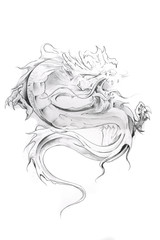 Tattoo art, sketch of an oriental dragon