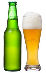 bottle and glass with beer