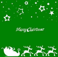 christmas Bakground, Santa Claus, reindeer with stars and snow