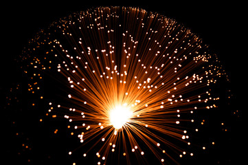Golden fibre optic strands.