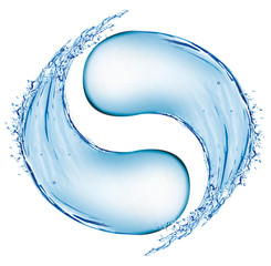 Water ying yang splashes fluid liquid  - obrazy, fototapety, plakaty